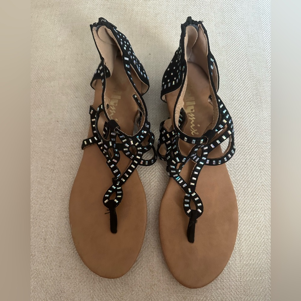 Elegant Black and Tan Sandals